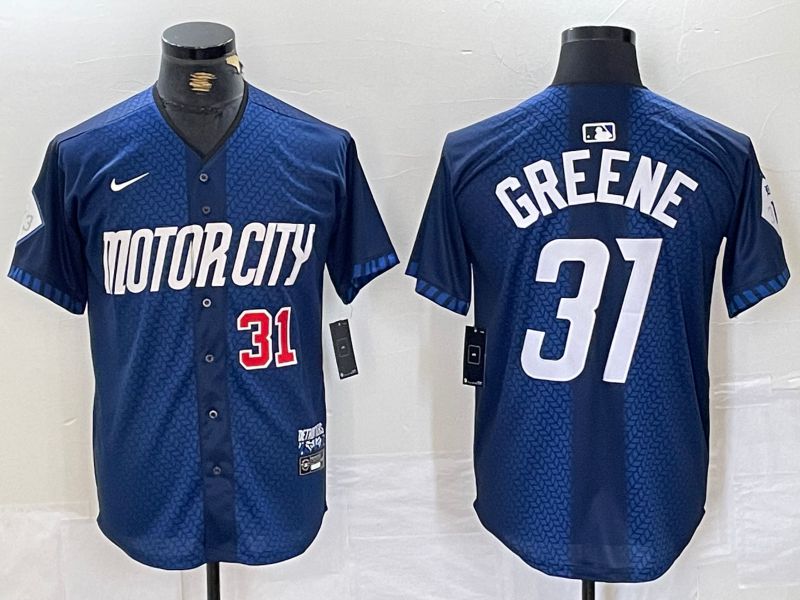 Men Detroit Tigers #31 Greene Blue City Edition Nike 2024 MLB Jersey style 2->detroit tigers->MLB Jersey